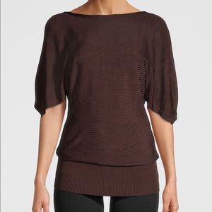WHBM RIBBED DOLMAN SWEATER CHOCOLATE BROWN EUC SIZE M